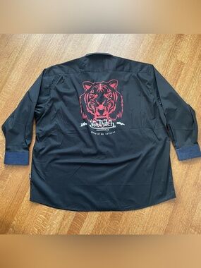 NWT Von Dutch Men’s 3XL Tiger Logo Graphic Work Shirt Y2K-Inspired Streetwear